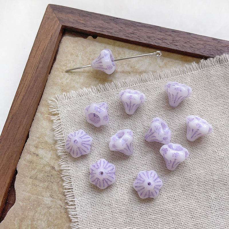 Wholesale 10pcs vintage mottled and dyed lotus mist beads on glass