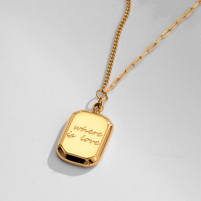 Wholesale Chocolate Sugar Cube Gold Plated Titanium Steel Necklace Clavicle Chain