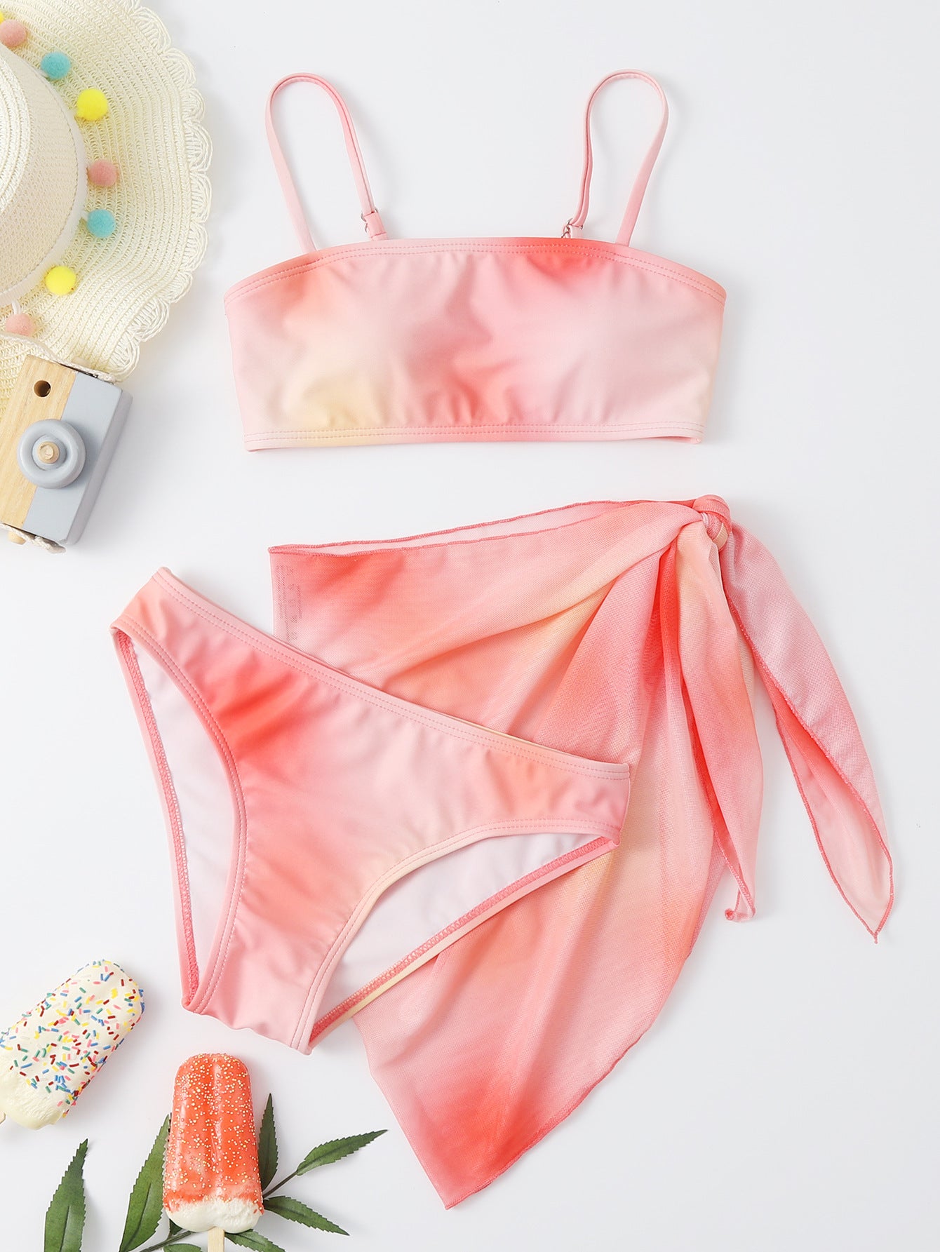 Wholesale Tie Dye Mixed Color Three-Piece Set Swimwear