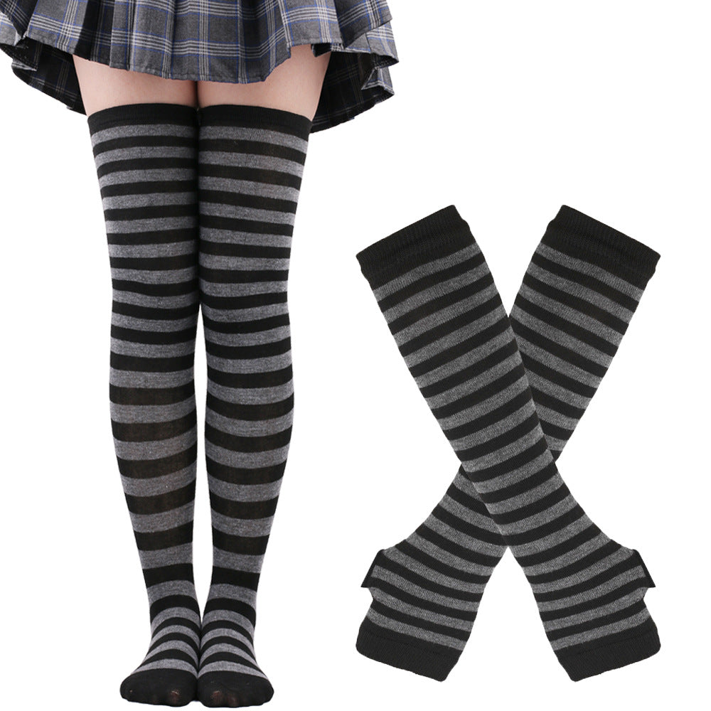 Wholesale Christmas Halloween High Striped Socks Gloves Set