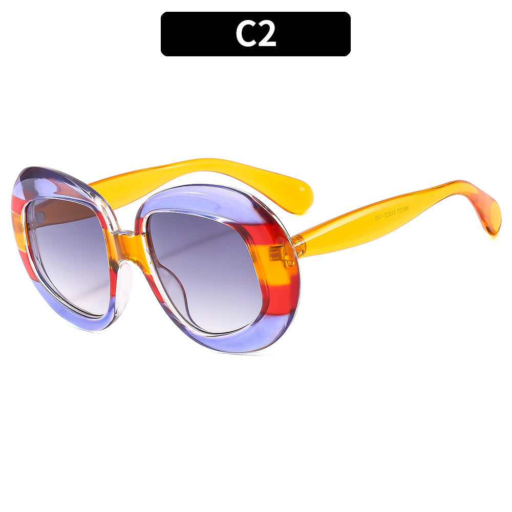 Wholesale PC Oval Retro Flat Mirror Sunglasses