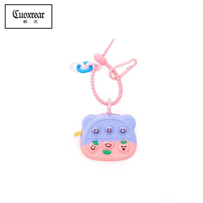 Wholesale Cute Unzipped Coin Purse Cartoon Silica gel Keychain