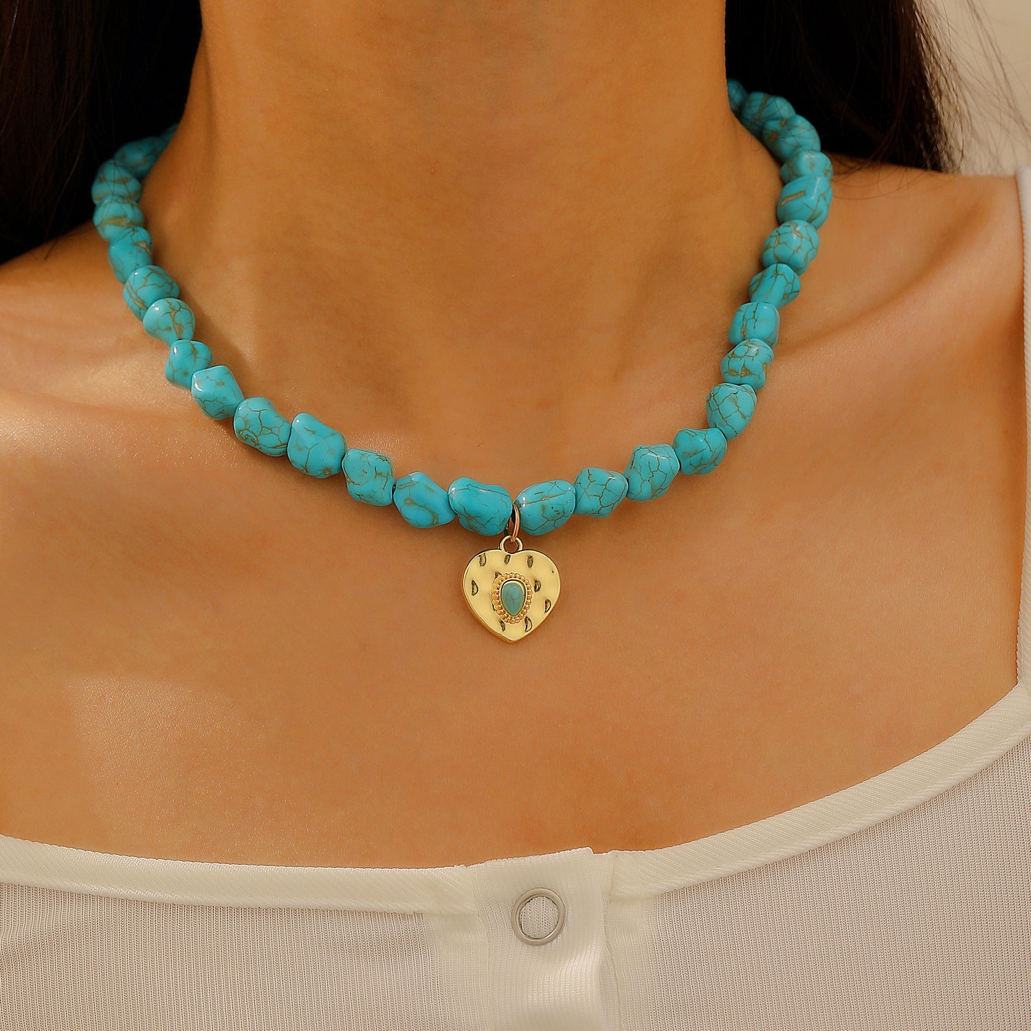 Wholesale Stylish Bohemian Evil Eye Turquoise Beaded Necklace For Women Jewelry Accessory