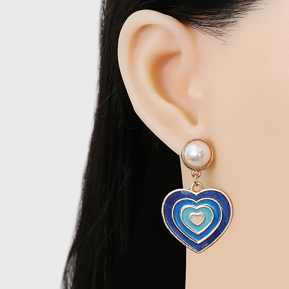 Wholesale Pearl Drip Love Love Alloy Earrings