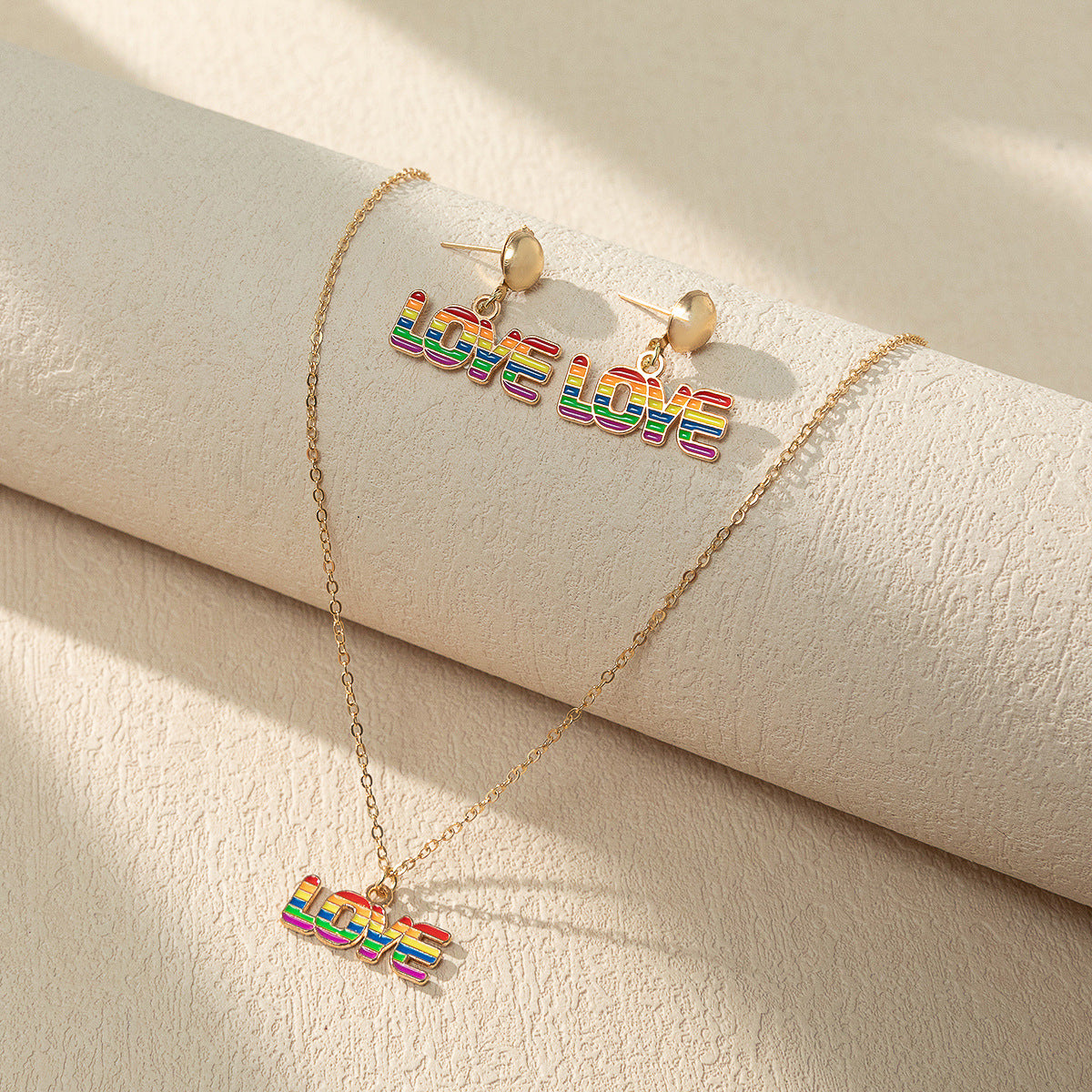 Wholesale Rainbow Element Valentine's Day Necklace Set