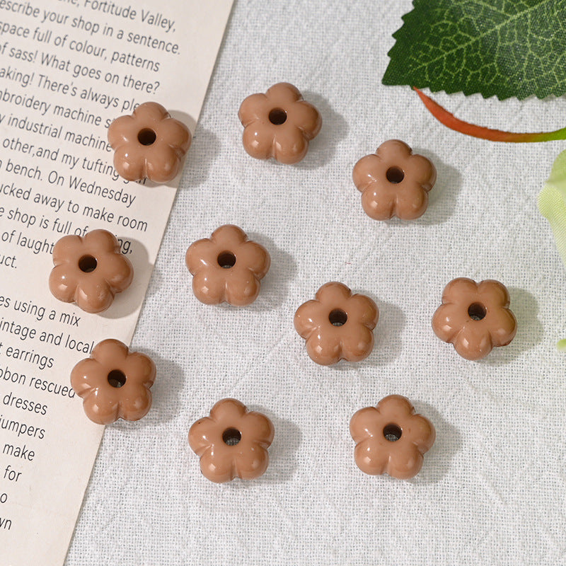 Wholesale 10pcs 14mm Macaron-colored Acrylic Flower Acrylic Beads