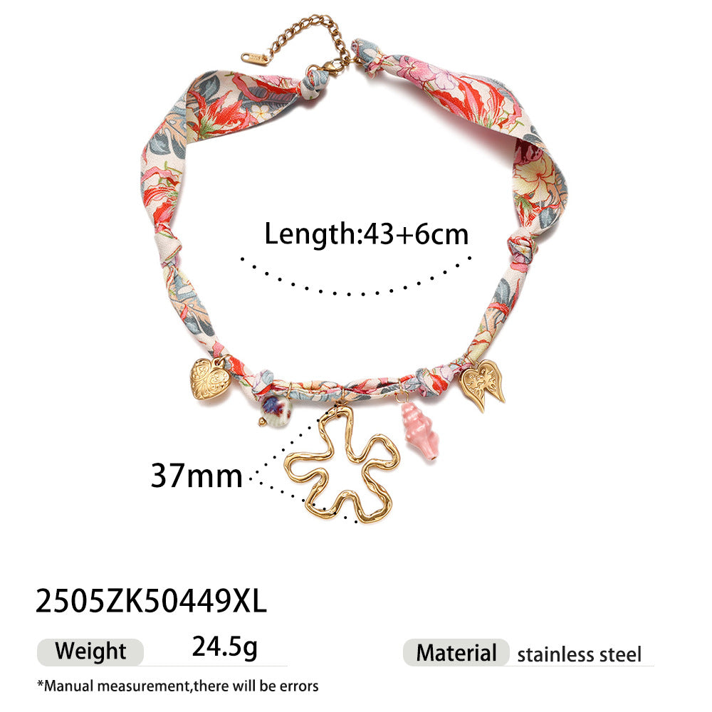 Wholesale Tina European and American Stainless Steel Pendant Necklace Sweet Cool Sexy Style Silk f Braided Colorful Necklace Clavicle Chain Necklace Jewelry