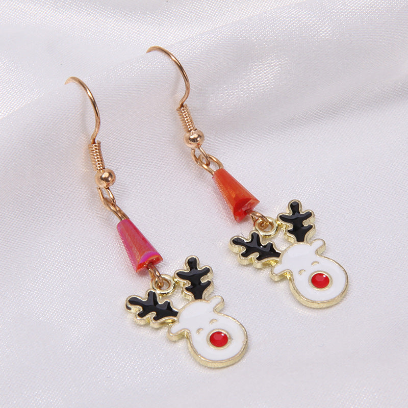 Wholesale Christmas Series Fashion Alloy Christmas Tree Old Man Bell Elk Candy Cane Earrings