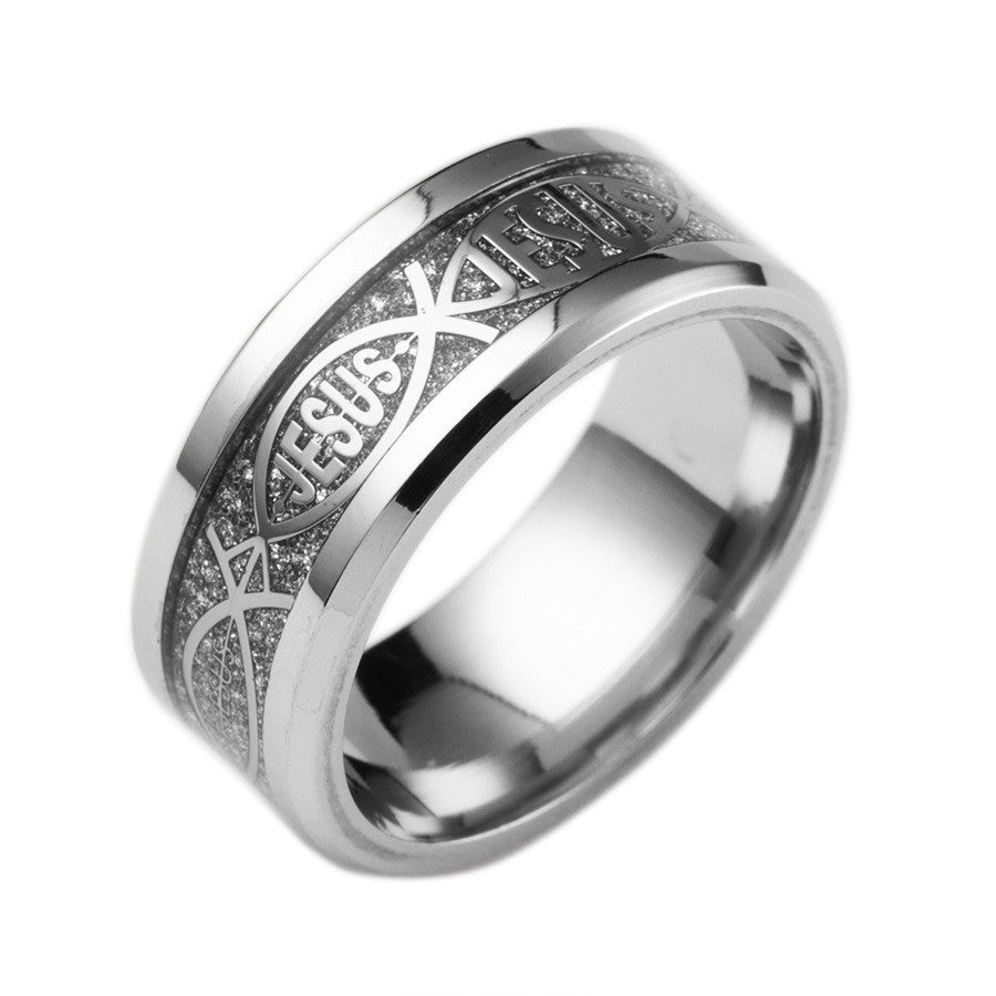 Wholesale Simple Fashion Printed Letters Titanium Steel Ring