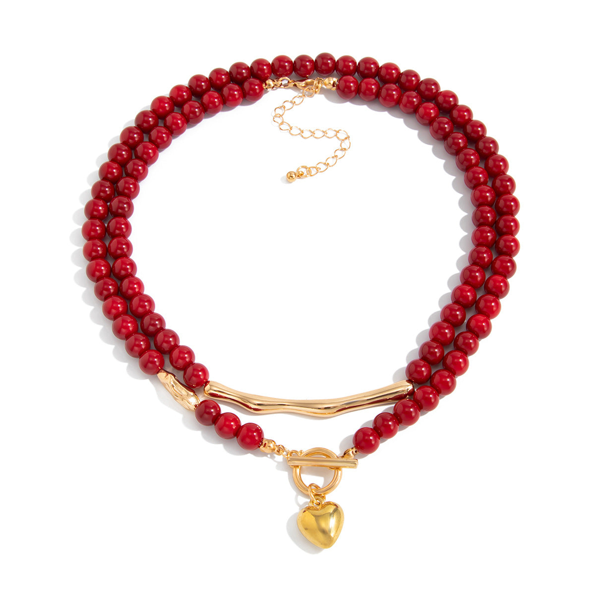 Wholesale Red acrylic OT buckle heart-shaped pendant necklace