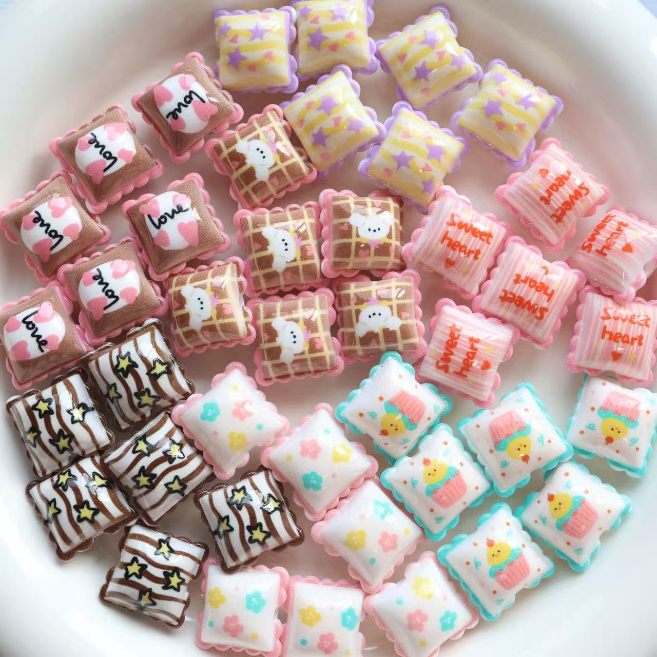 Wholesale 10pcs Double-sided printed cartoon cute style pillow beads