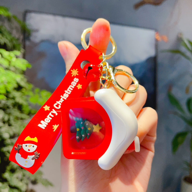 Wholesale Christmas Mini House Pendant Atmosphere Night Light PVC Keychain