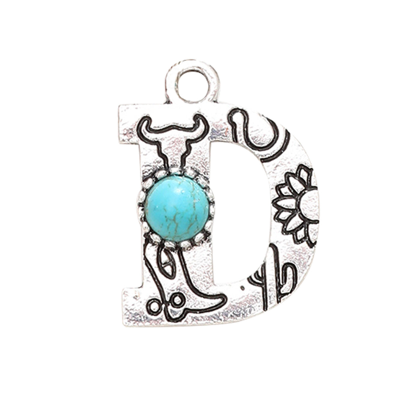 Wholesale Alloy Letter Green Natural Turquoise Earrings