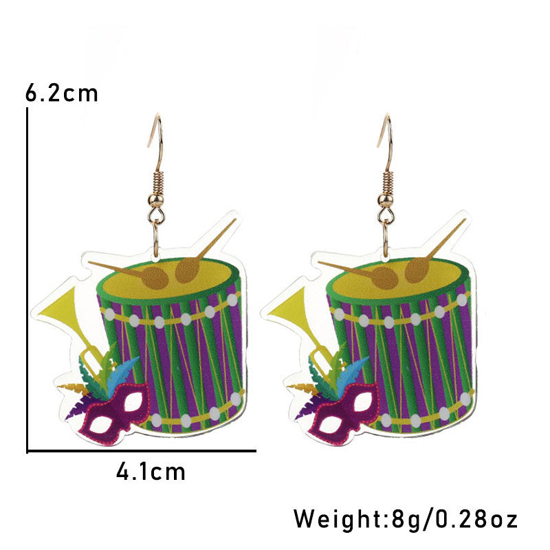 Wholesale Carnival Multi-layered Leaf  Mardi Gras Earrings