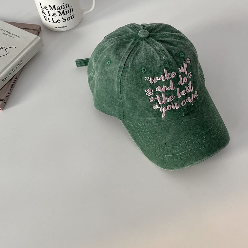 Wholesale Whitewashed Cotton American Retro Letter Vintage Duck Tongue Summer Sunshade Baseball Hat