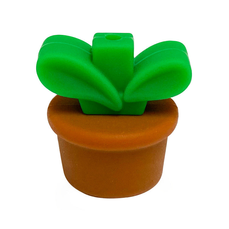 Wholesale 10pcs Flower Pot Grass Focal Beads
