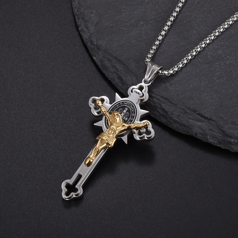 Wholesale Titanium Steel Cross Men's Stainless Steel Necklace