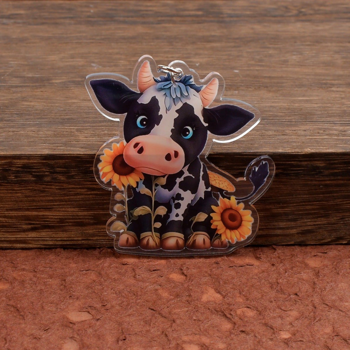 Wholesale 5pcs/pack Cute Cow Acrylic Keychain