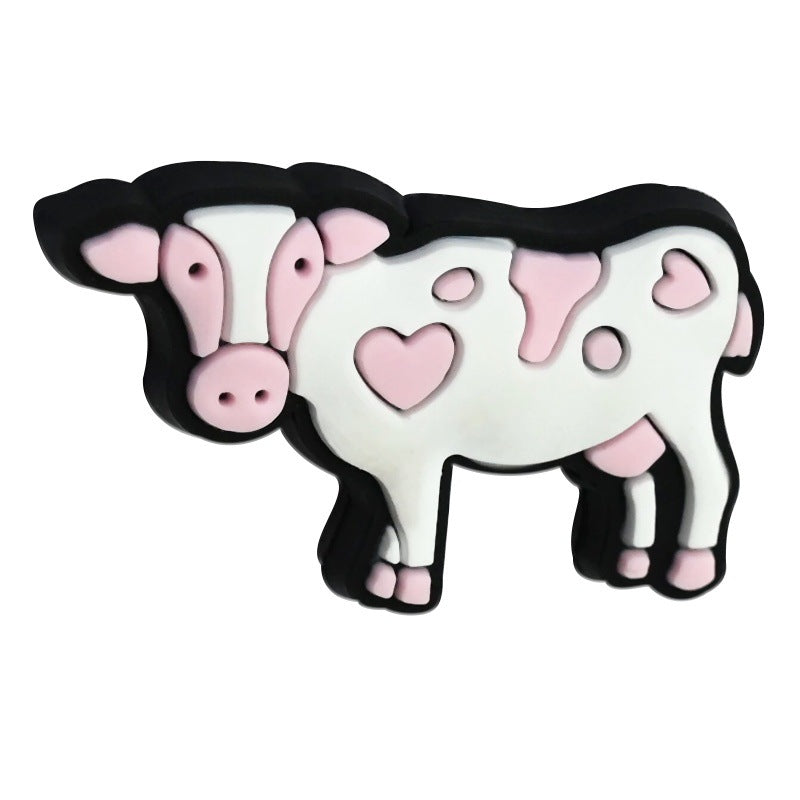 Wholesale 100pcs cartoon colorful cow pen bead accessories DIY soft rubber beads