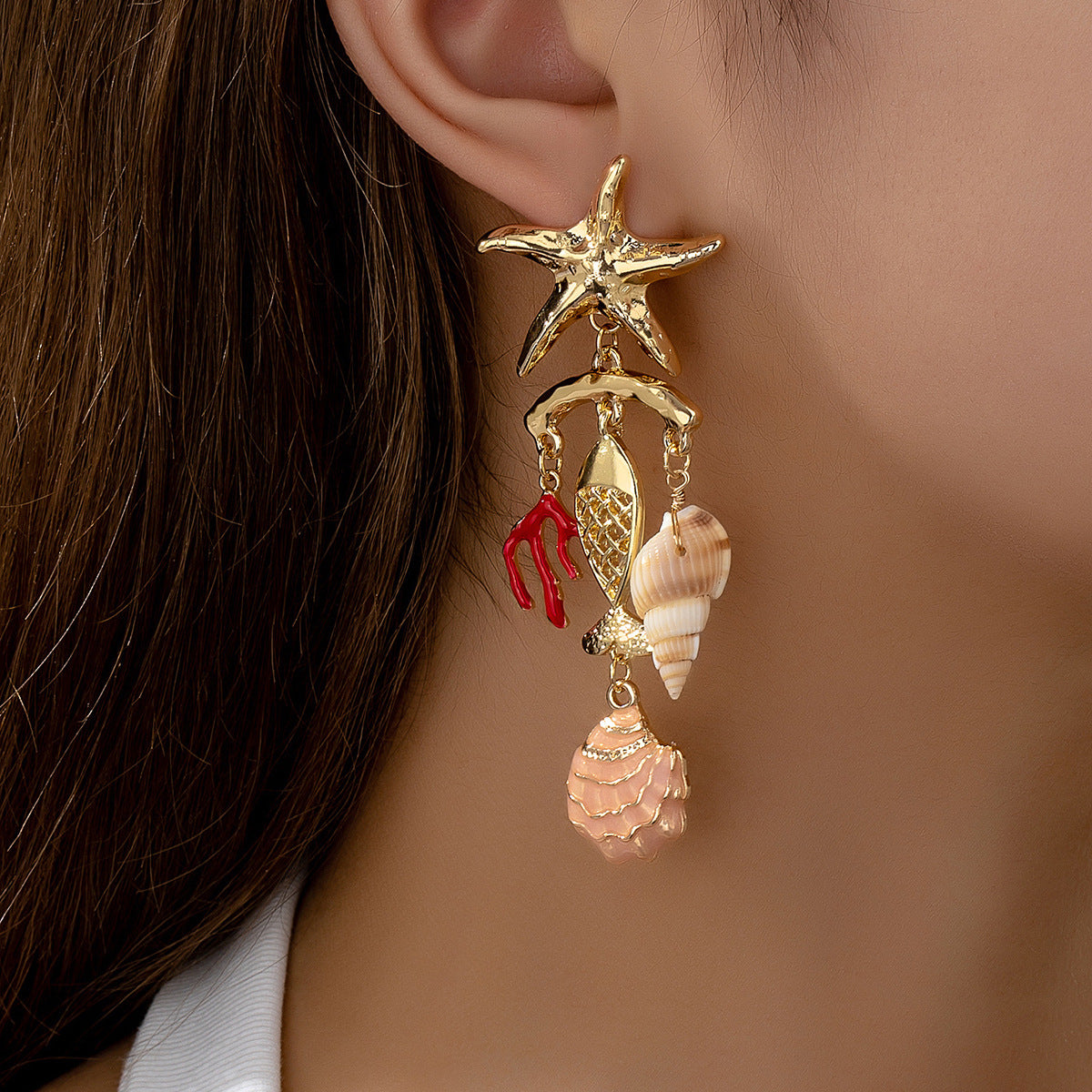 Wholesale Beach-style starfish and Shell Earrings