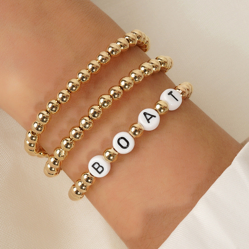 Wholesale Mother's Day Gold Acrylic Beaded Bracelet