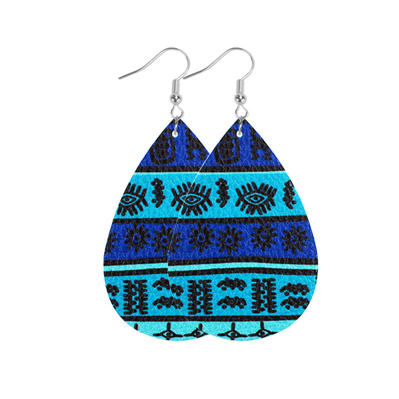 Wholesale Western Style Leopard Print Cow Print Leather Double Sided Print Earrings