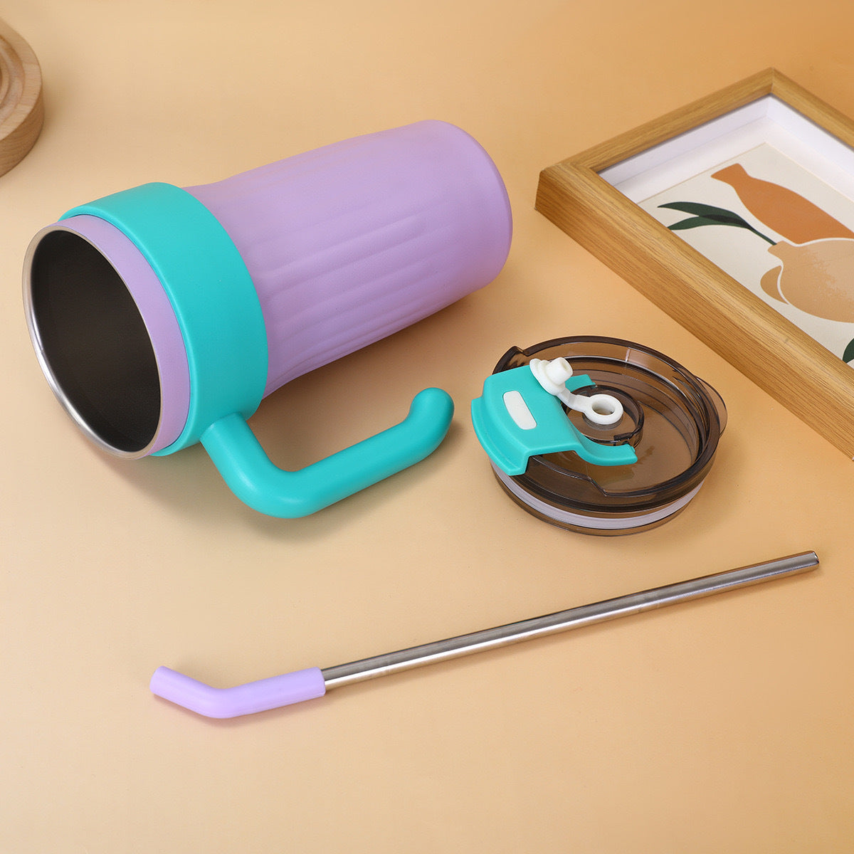 Wholesale American Handle Coffee Stainless Steel Large Capacity Straw Ice Bomber Cup