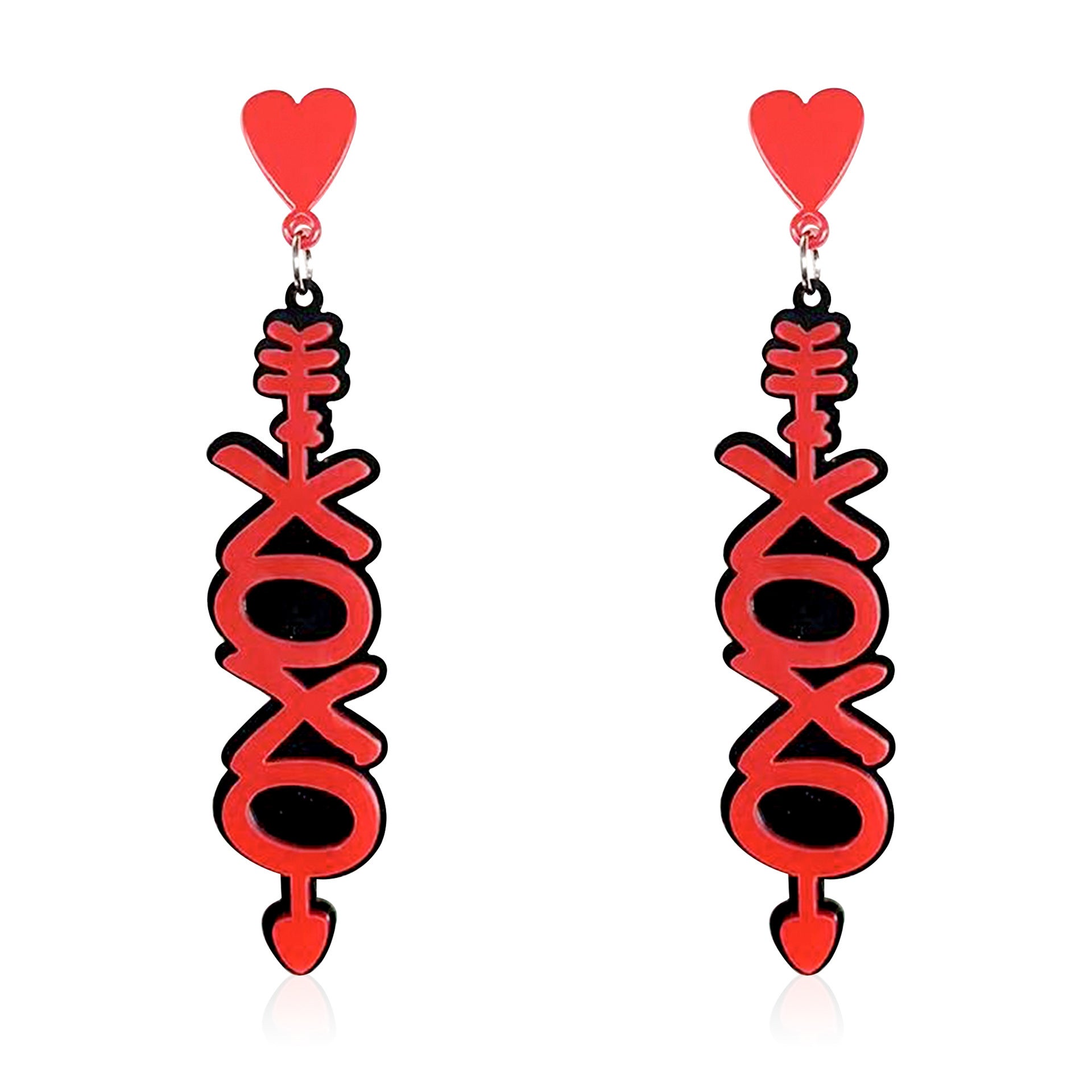 Wholesale Valentine's Day Fashion Red Acrylic Heart Letter Earrings