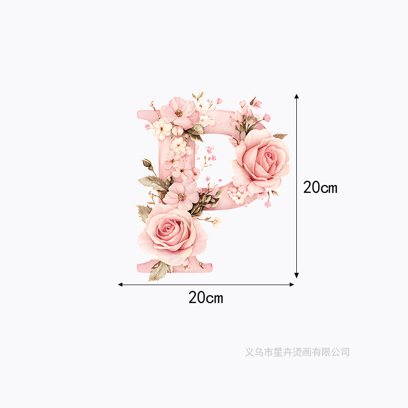 Wholesale 10pcs 26 letter flower branches and leaves UV DTF Ready to Press Transfers Wraps