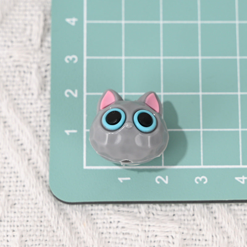 Wholesale 10pcs  Cartoon cat cute straight hole bead