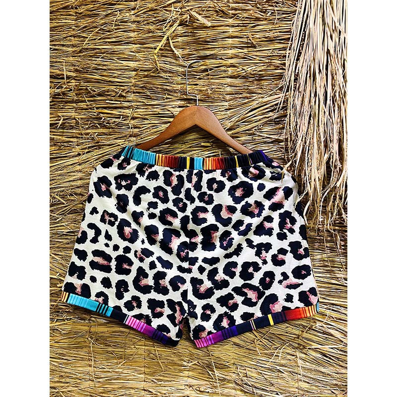 Wholesale Summer Leopard Print Stitching Sports Casual Shorts