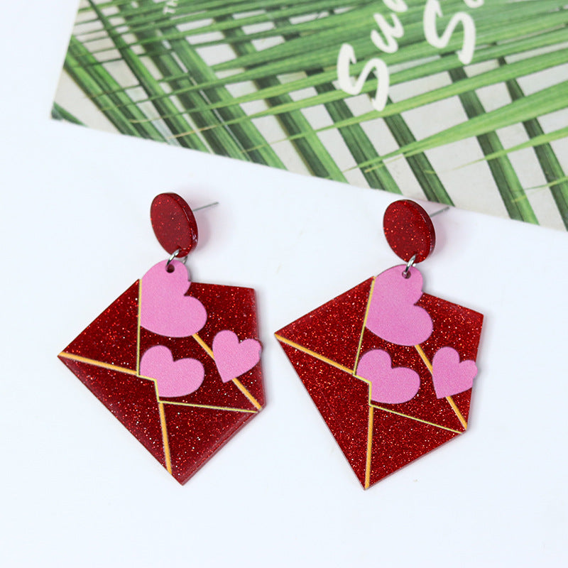 Wholesale Valentine's Day Love Envelope Acrylic Earrings