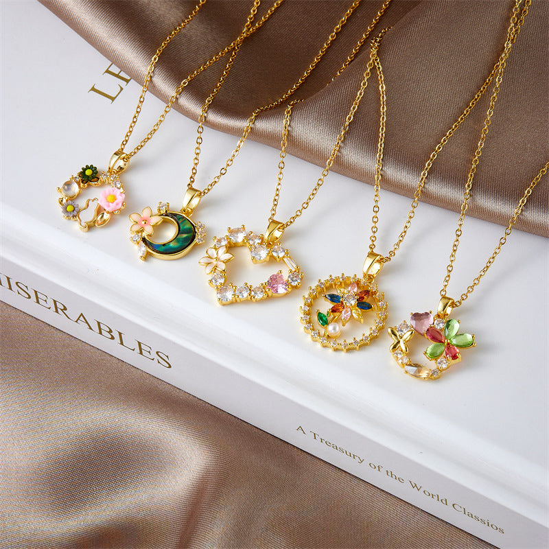 Wholesale love necklace flower pendant