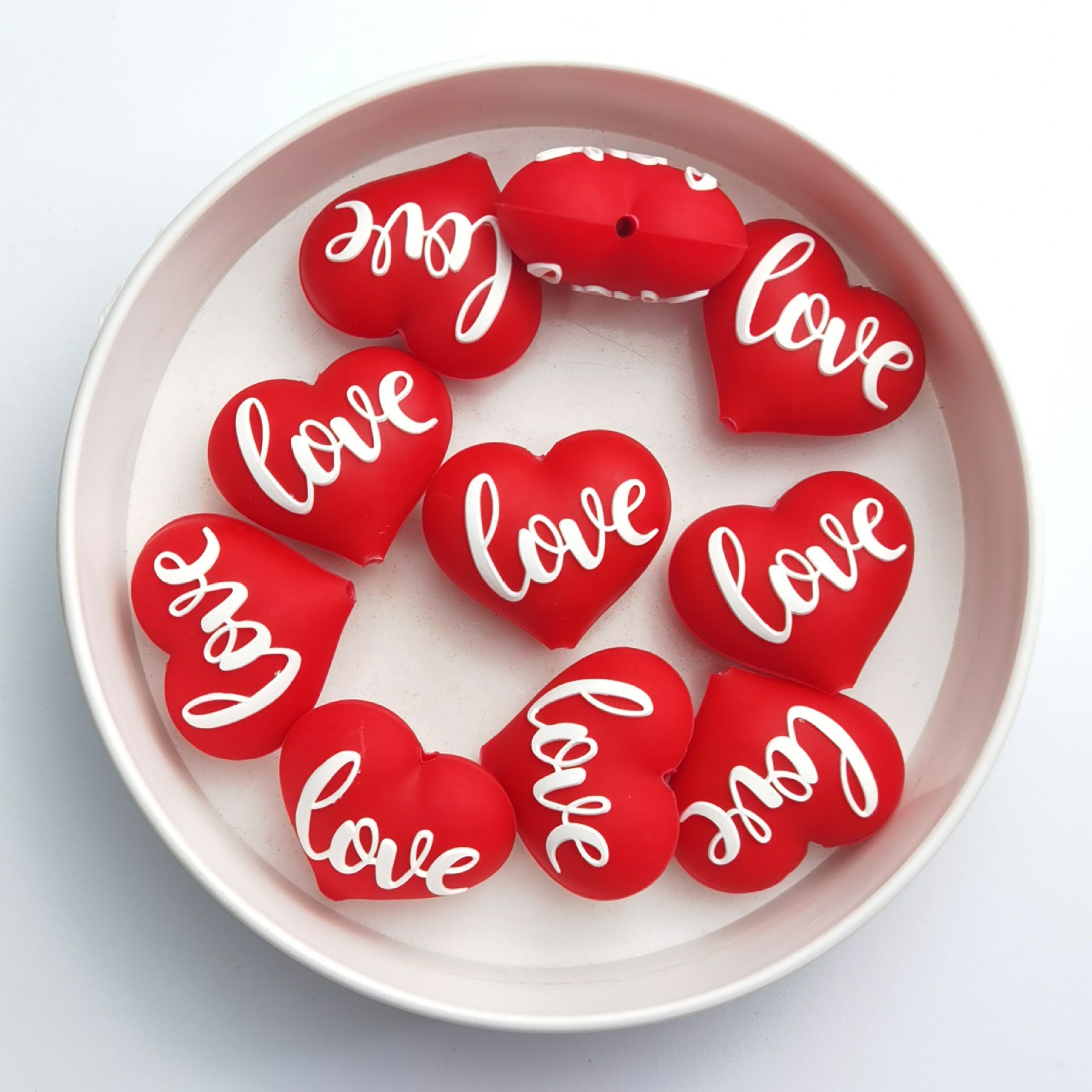 Wholesale 10pcs Valentine' s Day LOVE Red Heart Beads Focal Beads