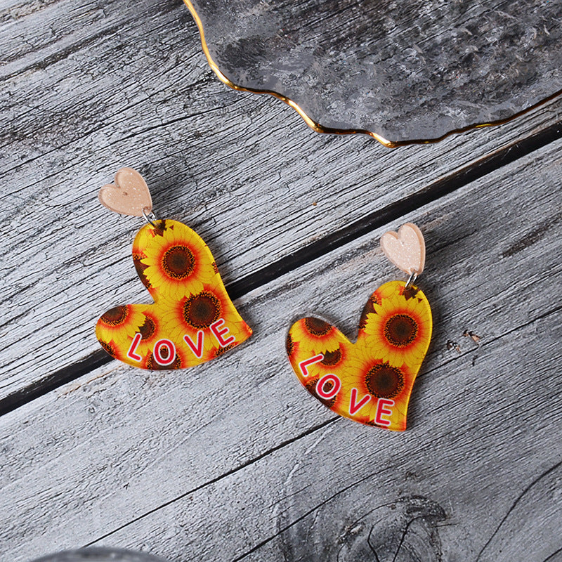 Wholesale Valentine' s Day heart-shaped geometric acrylic earrings