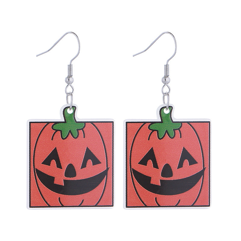 Wholesale Acrylic Pumpkin Head Luminous Earrings