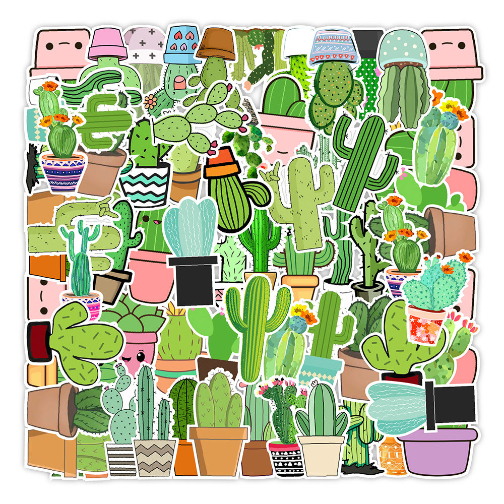 Wholesale 50pcs small fresh cactus graffiti stickers