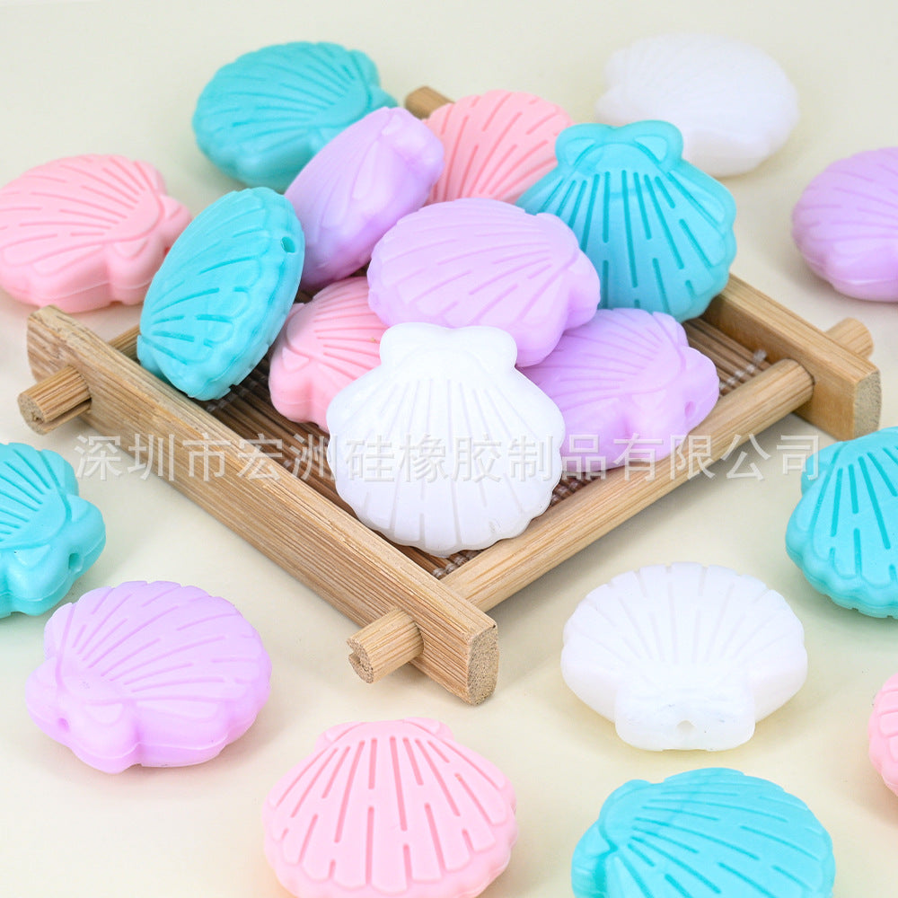 Wholesale 10pcs/ pack Shell Epoxy  Food Grade Silicone Beads DIY Loose Beads