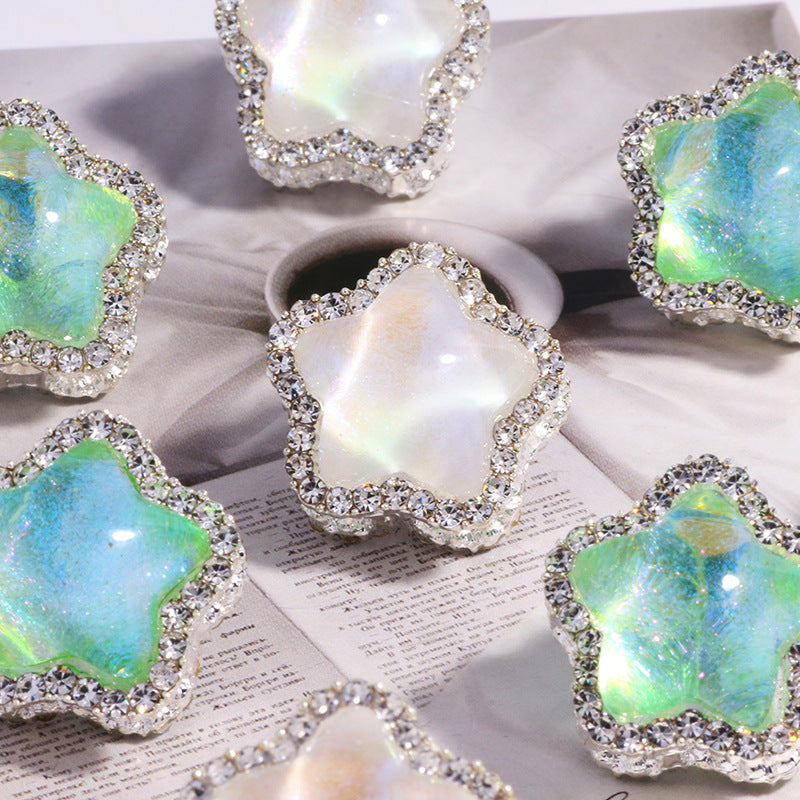 Wholesale 6pcs Stereoscopic flowing light pentagram four-way hole Crystal Beads