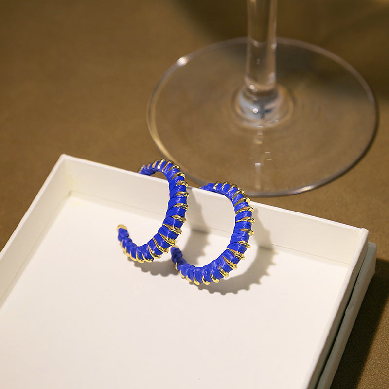 Wholesale of New Products In 2023, Colorful Color Matching C-shaped Metal Earrings