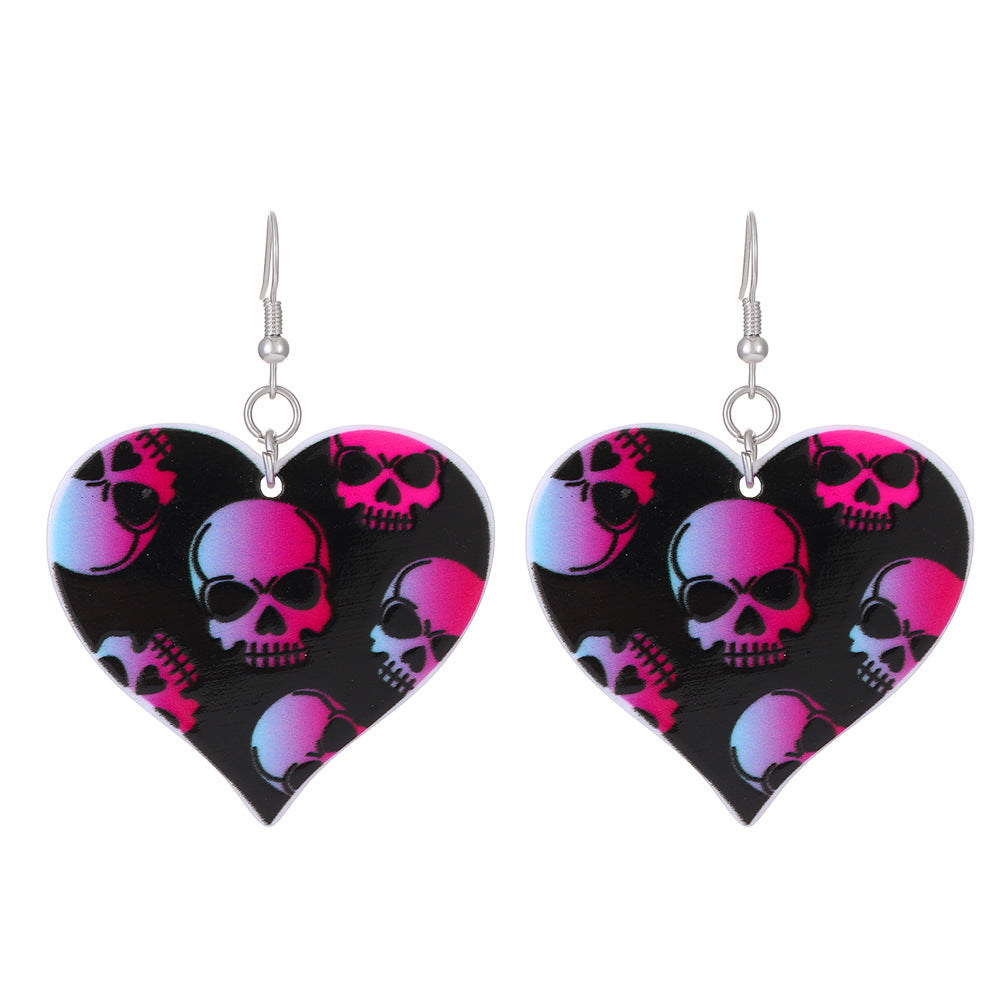 Wholesale Halloween Love Skeleton Cartoon Alloy Earrings