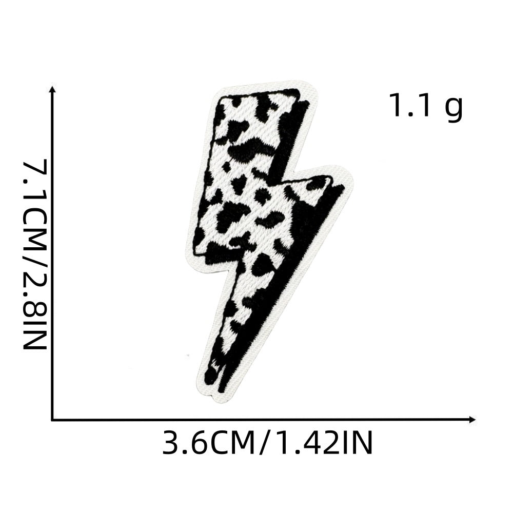 Wholesale Trendy Cow Embroidery Patch Cute Black White Cartoon Design With Lightning Heart For Clothing And DIY Craft Supply