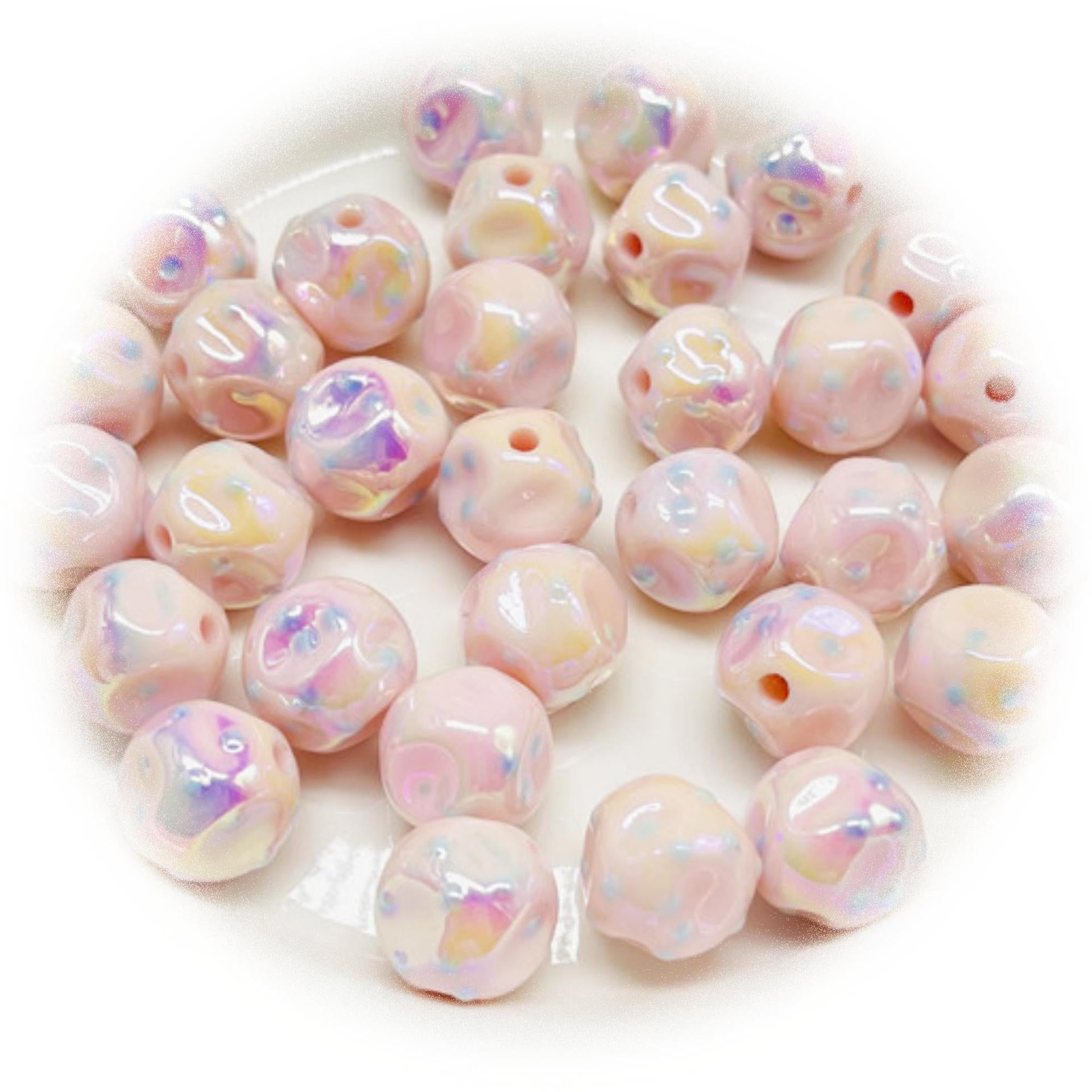 Wholesale 16mm 10pcs UV Plated Acrylic Beads