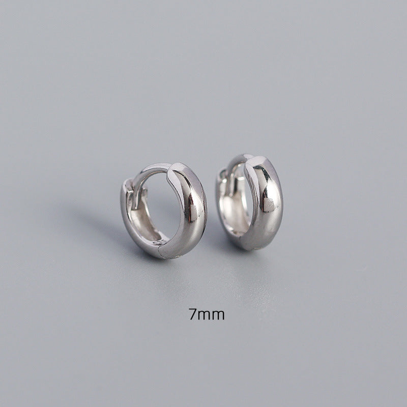 Wholesale Smooth Round Simple Stacking Temperament Versatile S925 Sterling Silver Earrings