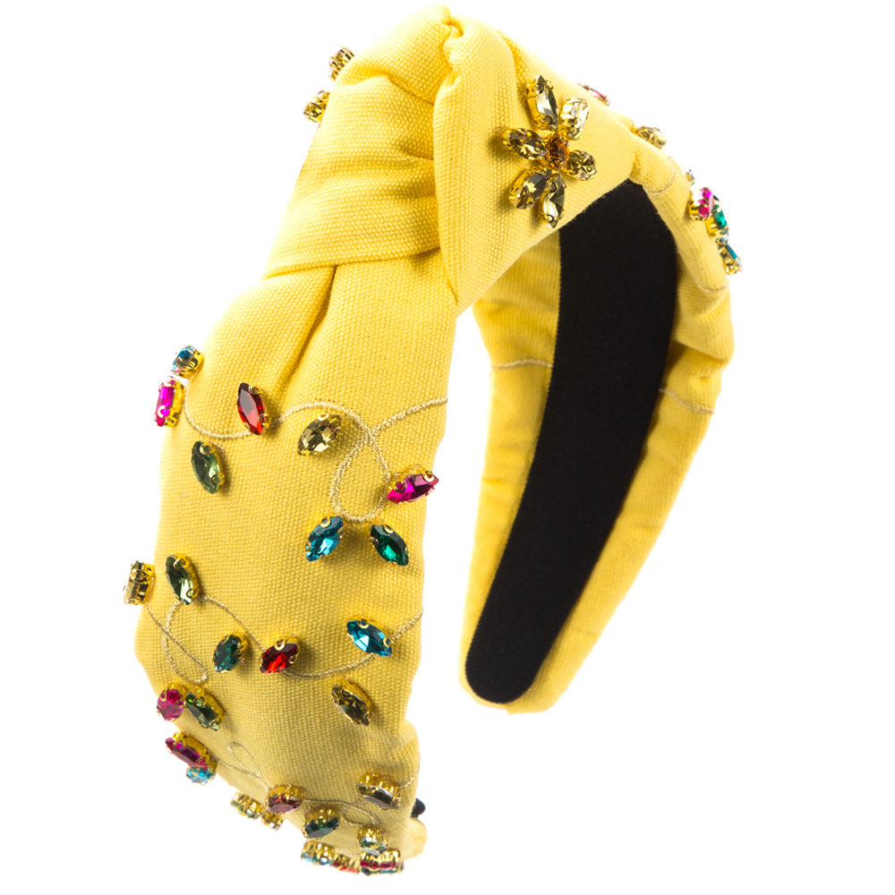 Wholesale Baroque Hand-stitched Glass Diamond Flower Headband