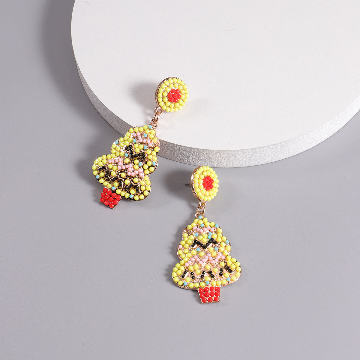 Wholesale Christmas Colorful Rice Bead Earrings