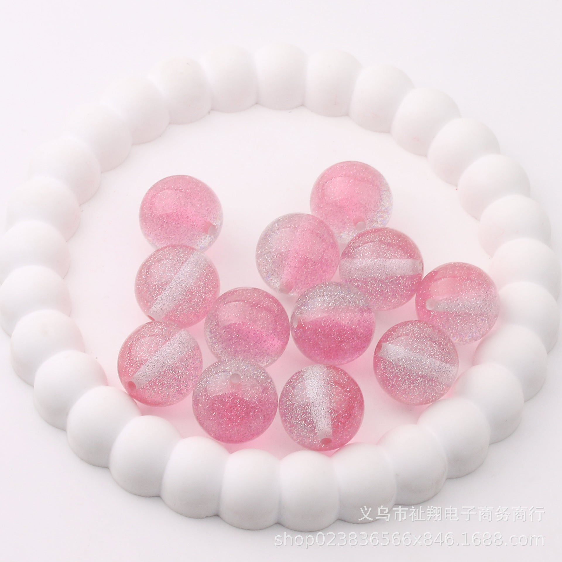 Wholesale 100pcs 20mm Fine Flash Two-color Diamond Sand Resin Straight Hole DIY Beads