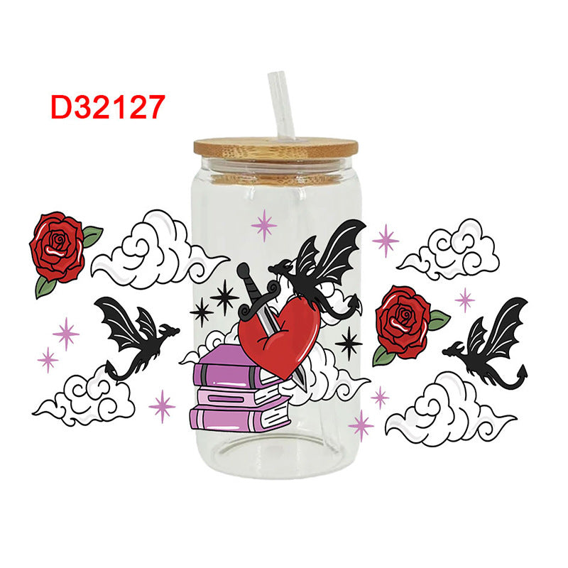 Wholesale Uv Transfer Sticker Glass Cup Crystal Label Crystal Sticker 16OZ UV DTF WRAPS