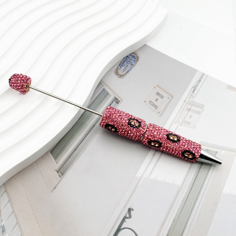 Wholesale wholesale beadable pens DIY heavy leopard full diamond bead pen