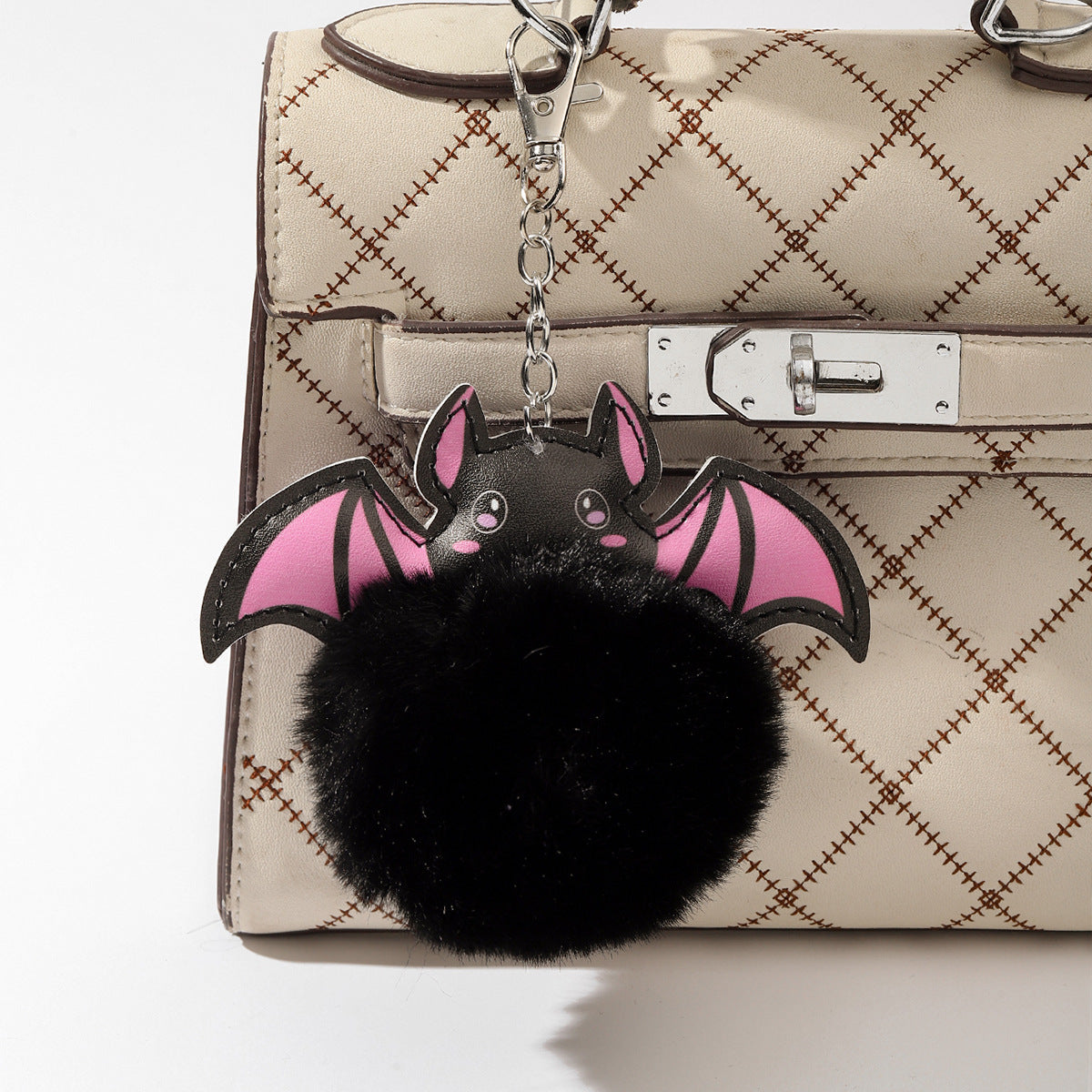 Wholesale Halloween PU Bat Fur Balls Keychain
